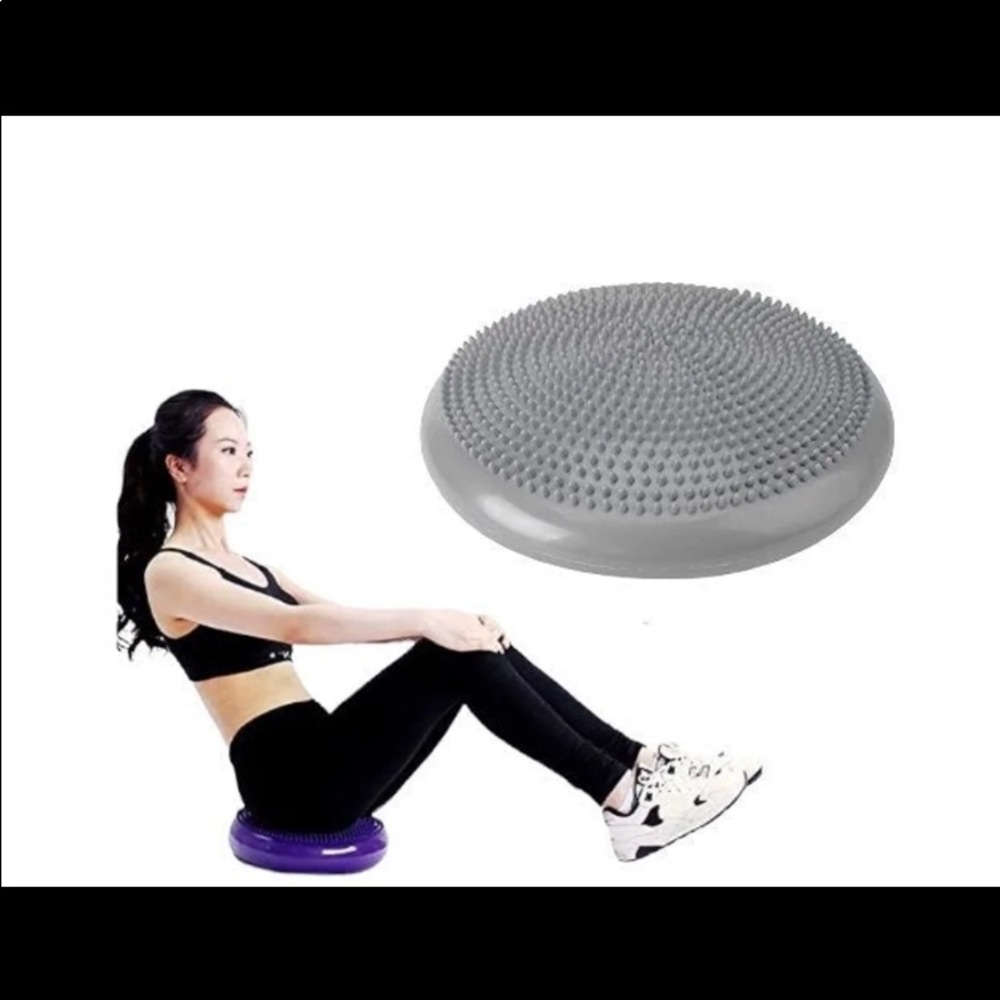 Inflatable Yoga Massage Mat Fitness Exercise Balance Disc gray sports athletic